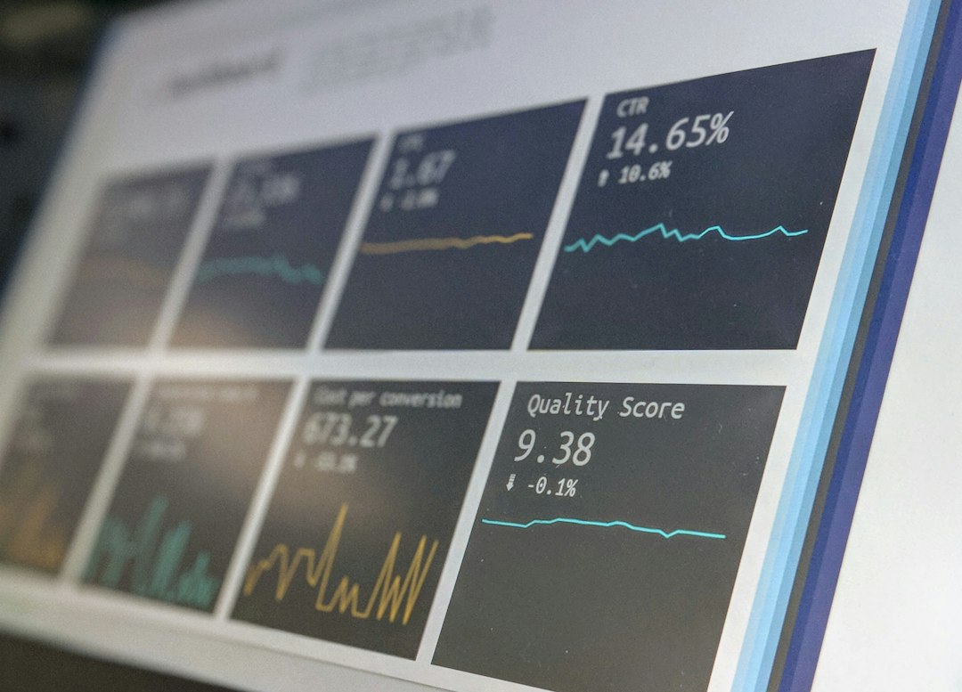 Photograph of marketing performance charts on a computer screen