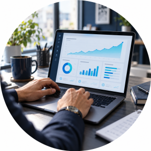 A digital marketing performance dashboard showing campaign growth