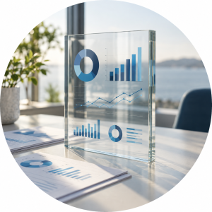 Transparent reporting panel representing clear performance visibility